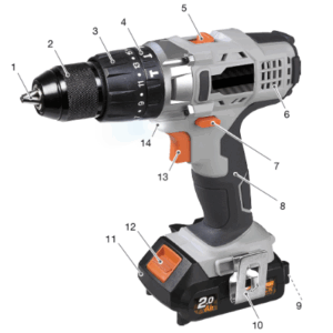 TALADRO PERCUTOR + 2 BATERÍAS 18 v 2,0 Ah + CARGADOR (Ref: 1795/7062504C2B2AH)