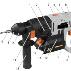 MARTILLO SDS 18 v LI-ION + 2 BAT de 2 Ah + CARGADOR (Ref: 1795/7062511C1B4AH)