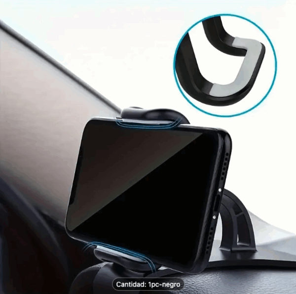 Soporte de teléfono para coche rotativo, montaje de tablero multifuncional ABS, soporte giratorio de 360° (Ref: 1994/SOPORTTF1)