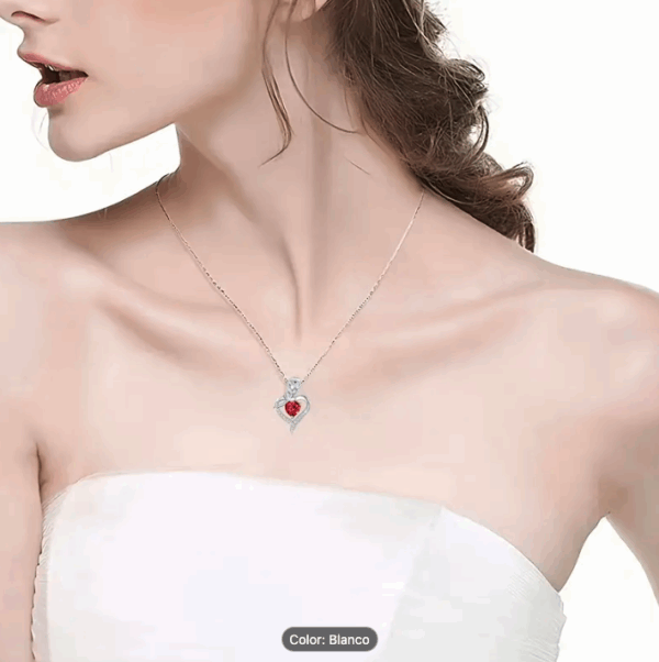 Colgante de corazón con zircón sintético, joyería de aleación. Viene en caja para regalo. (Ref:1994/COLGANTECORAZON) - Imagen 3