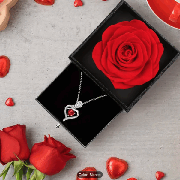 Colgante de corazón con zircón sintético, joyería de aleación. Viene en caja para regalo. (Ref:1994/COLGANTECORAZON) - Imagen 4