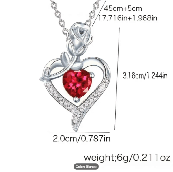 Colgante de corazón con zircón sintético, joyería de aleación. Viene en caja para regalo. (Ref:1994/COLGANTECORAZON) - Imagen 5