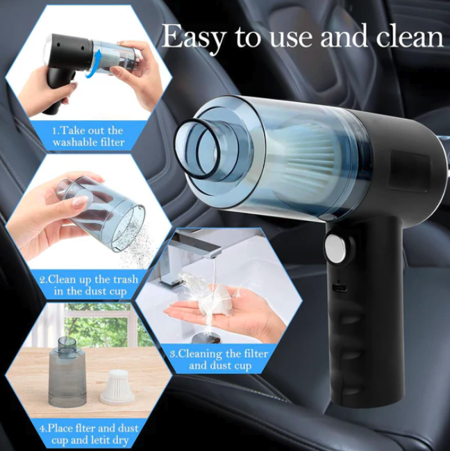 Aspiradora de Mano Inalámbrica - Mini Aspiradora para Autos, Coche, Oficina y Hogar con Carga USB  ( Ref: 5057/100004 ) - Imagen 3