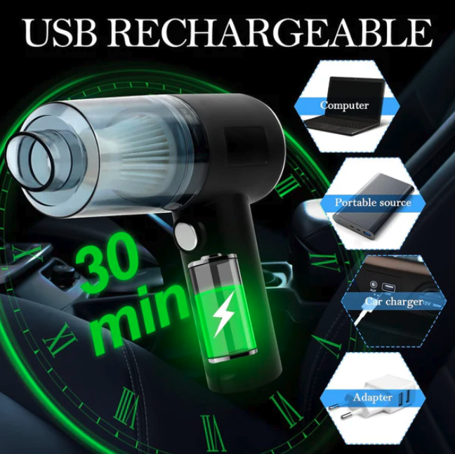 Aspiradora de Mano Inalámbrica - Mini Aspiradora para Autos, Coche, Oficina y Hogar con Carga USB  ( Ref: 5057/100004 ) - Imagen 2