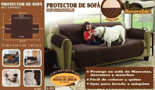 Protector de Sofá Reversible, 3 Plazas, Chocolate-Beige, 280 cm ( Ref: 5057/100053 )