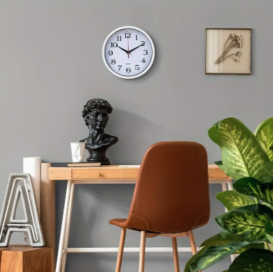Reloj de pared silencioso con marco redondo de vidrio y plástico - Imagen 5