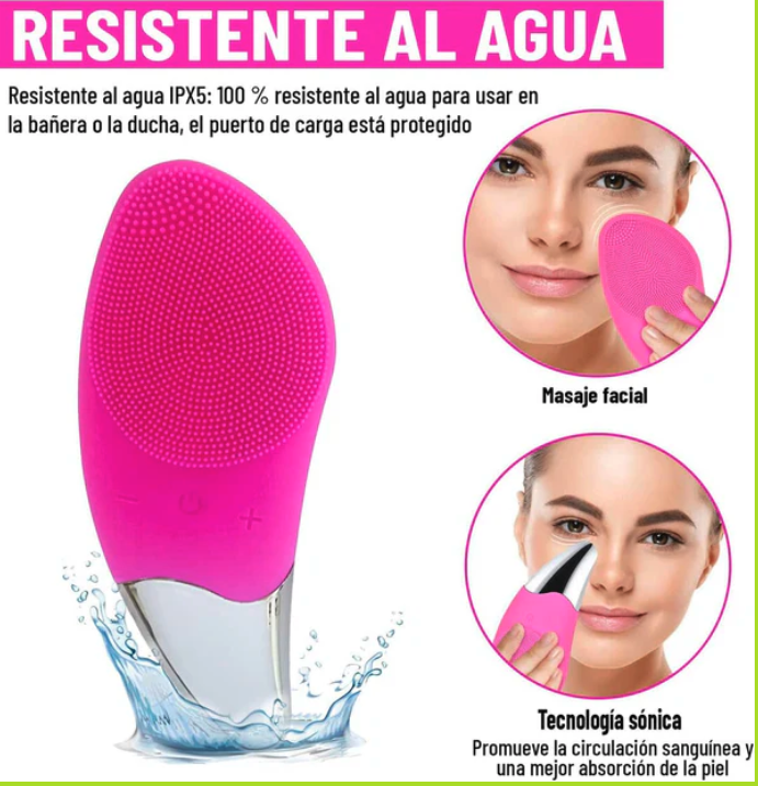 Cepillo Limpiador Facial Eléctrico - Masajeador Exfoliante de Silicona Recargable para Belleza y Cuidado de la Piel (Ref: 5057/100014)