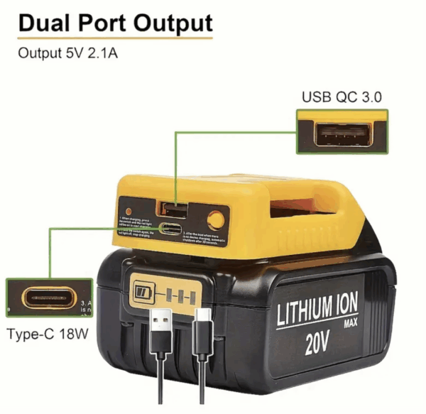 ADAPTADOR BATERIA USB PARA DEWALT (Ref: 1994/USBAT1 )