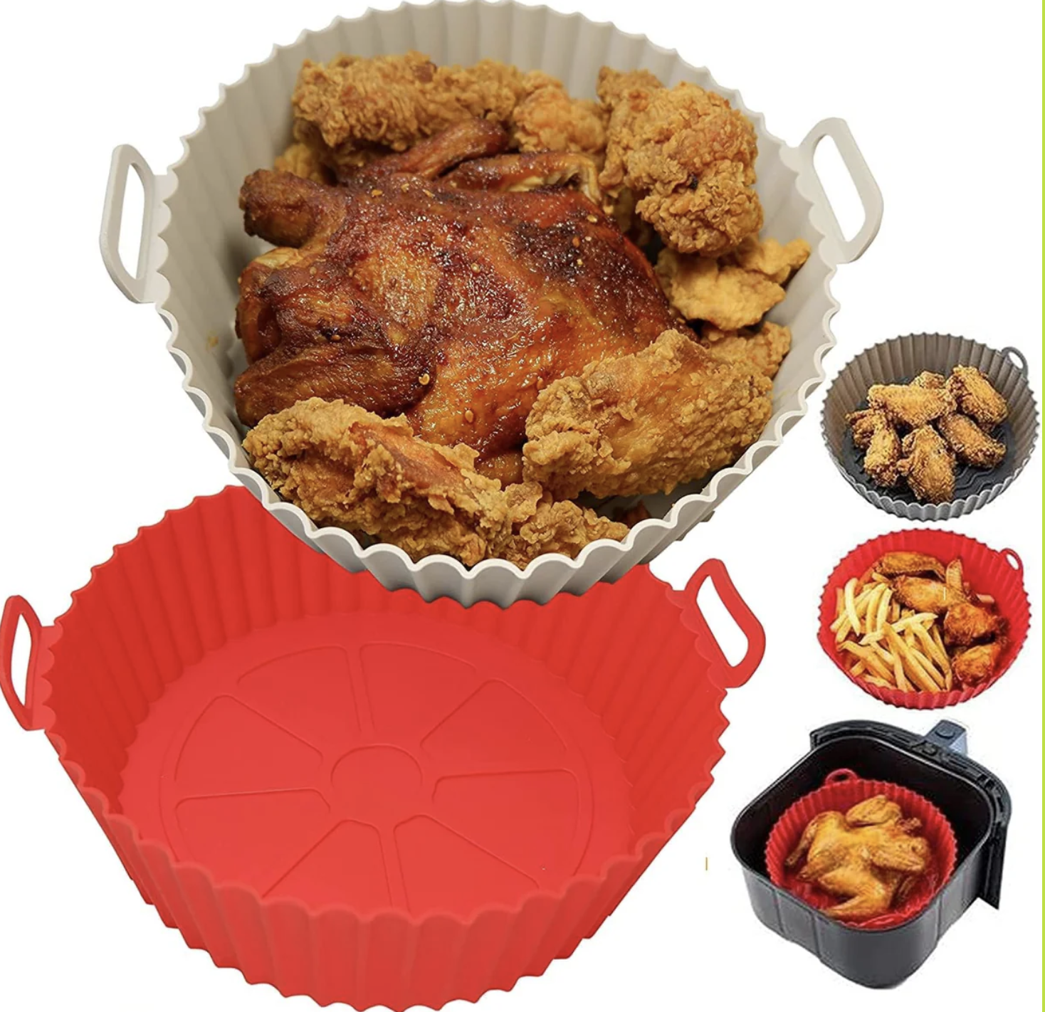 Molde de Silicona para Freidora de Aire - Reutilizable y Antiadherente, Pack de 2 Unidades (Ref: 5057/100070)