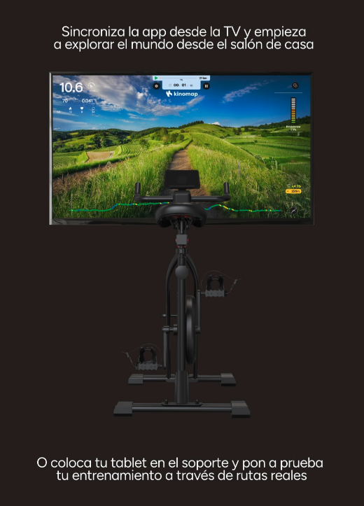 Bicicleta estática indoor, soporte para tablet y smartphone (no incluids), ajustable, compatible con apps Kinomap y Zwift, Negro (Ref: 5059/BFTKB01) - Imagen 13