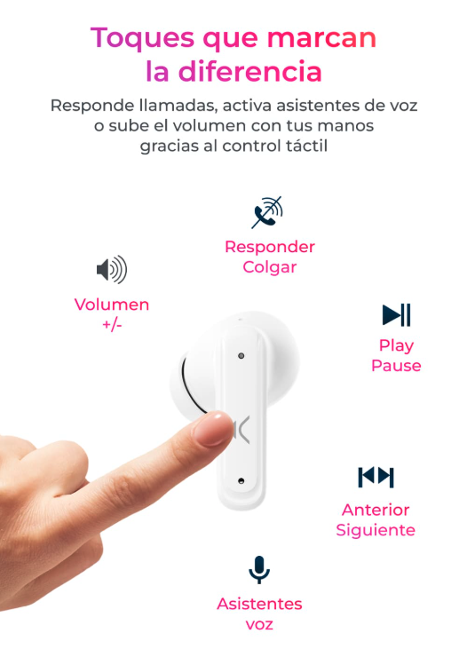 Auriculares inalámbricos Vision, Pantalla TFT 2,01’’, ANC, aut. 6+20 h, Control táctil, Llamadas, asist. de voz (Ref: 5059/BTW03B) - Imagen 8