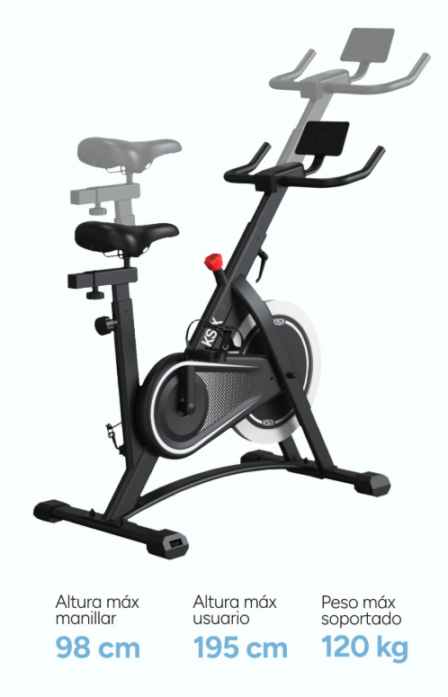 Bicicleta estática indoor, soporte para tablet y smartphone (no incluids), ajustable, compatible con apps Kinomap y Zwift, Negro (Ref: 5059/BFTKB01) - Imagen 17
