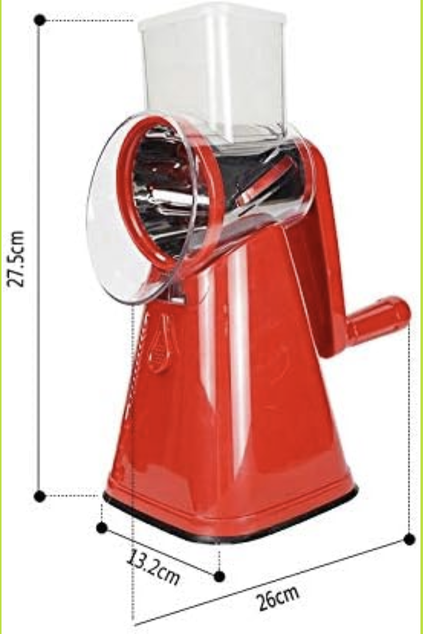 Rallador de Queso Rotativo con 3 Cuchillas de Acero Inoxidable - Cortador Redondo Multifuncional para Verduras y Frutos (Ref: 5057/100054) - Imagen 3