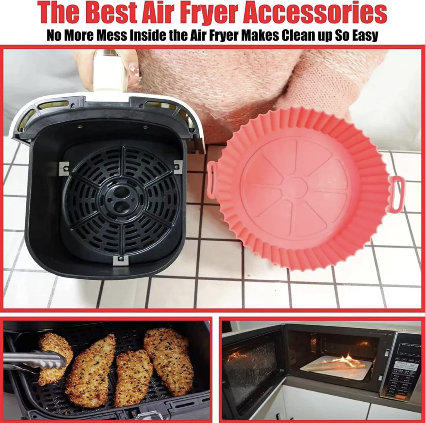 Molde de Silicona para Freidora de Aire - Reutilizable y Antiadherente, Pack de 2 Unidades (Ref: 5057/100070) - Imagen 3