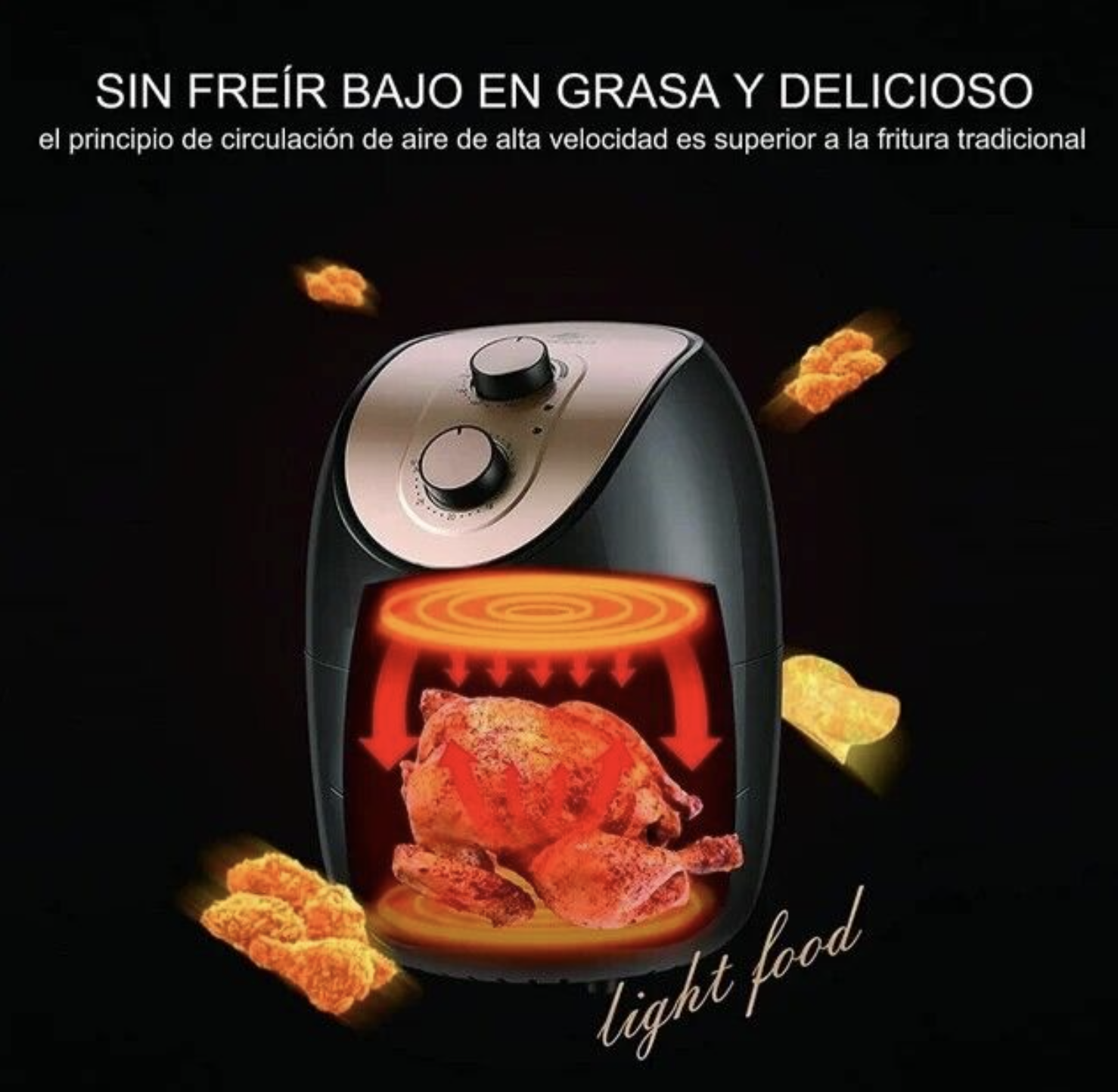 Freidora de Aire 4L - Cocina Saludable con Hasta 99% Menos Grasa (Ref: 5057/100026) - Imagen 3