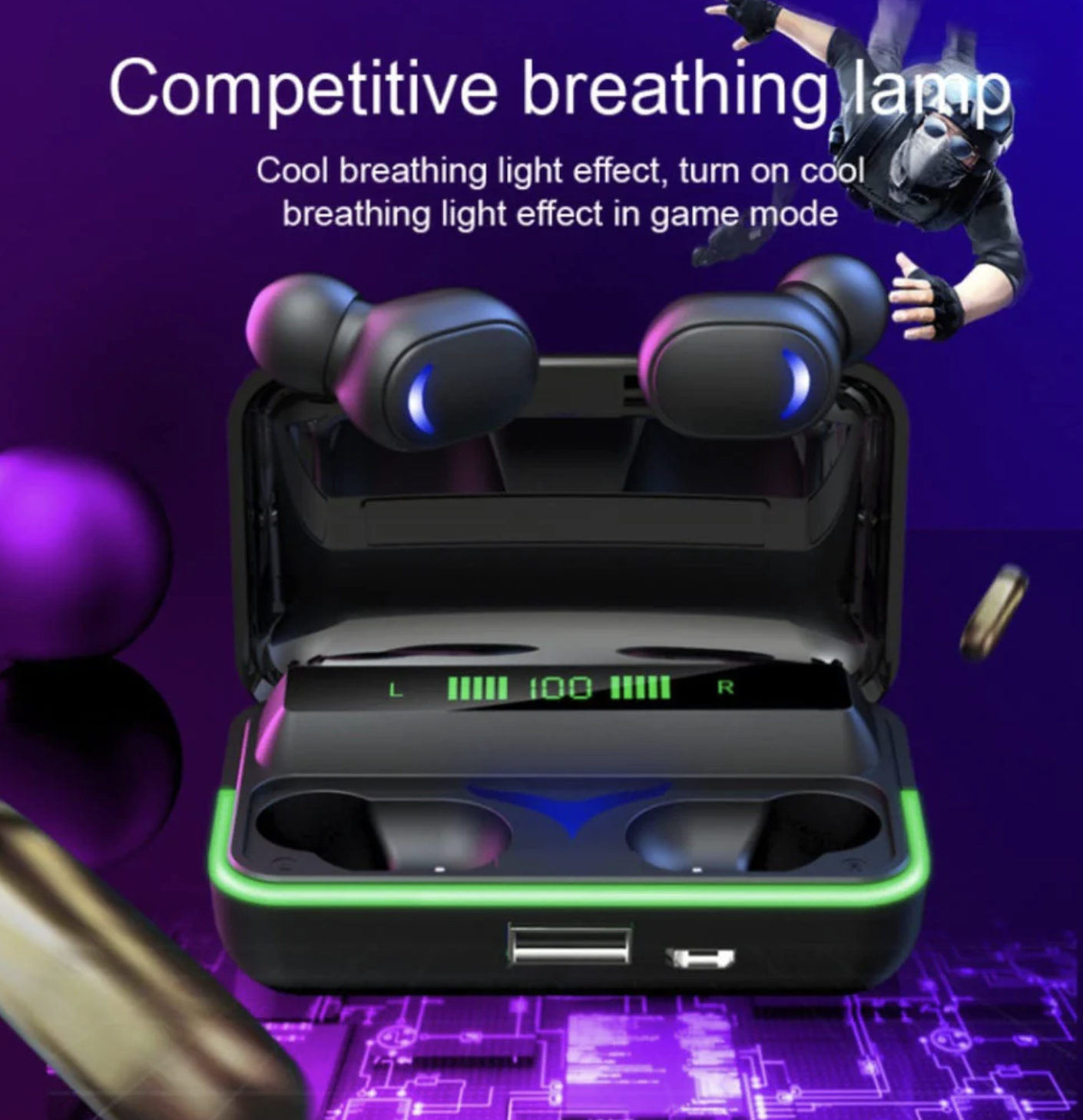 Auriculares Bluetooth 5.3 Inalámbricos - HiFi Estéreo con Micrófono, Pantalla LED e IPX7 a Prueba de Agua (Ref: 5057/100006)