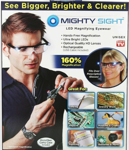 Gafas con Aumento LED Mighty Sight - Aumento del 160% para una Visión Clara y Iluminada (Ref: 5057/100073)