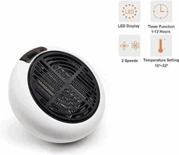 Mini Estufa Calentador Eléctrico 1350W - Enchufe Calefactor con Mando a Distancia y Pantalla LED (Ref: 5057/100047) - Imagen 3