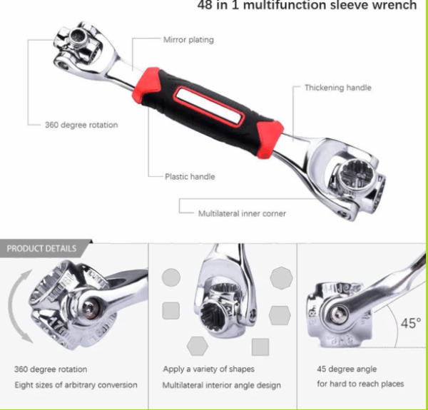 Llave Universal 48 en 1 - Herramienta Multifuncional para Reparación de Automóviles y otros usos profesionales (Ref: 5057/100038) - Imagen 3