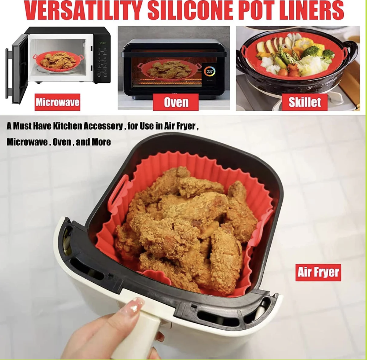 Molde de Silicona para Freidora de Aire - Reutilizable y Antiadherente, Pack de 2 Unidades (Ref: 5057/100070) - Imagen 4