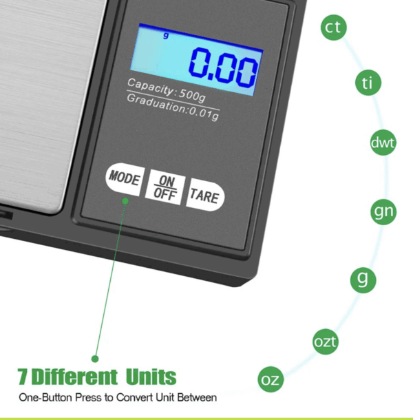 Báscula Digital de Precisión 500g x 0.01g – Compacta, Portátil y Multifunción (Ref: 5057/100100) - Imagen 4