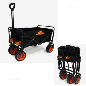 Carro multifuncional plegable con 4 Ruedas grandes y resistentes – 100 L de Capacidad y hasta 80 kg de Carga (Ref: 5057/100120)