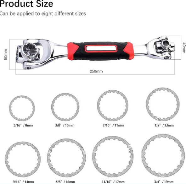 Llave Universal 48 en 1 - Herramienta Multifuncional para Reparación de Automóviles y otros usos profesionales (Ref: 5057/100038) - Imagen 4