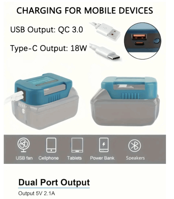 ADAPTADOR BATERIA USB PARA MAKITA (Ref: 1994/USBAT3) - Imagen 6