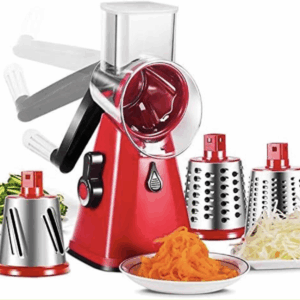 Rallador de Queso Rotativo con 3 Cuchillas de Acero Inoxidable - Cortador Redondo Multifuncional para Verduras y Frutos (Ref: 5057/100054)