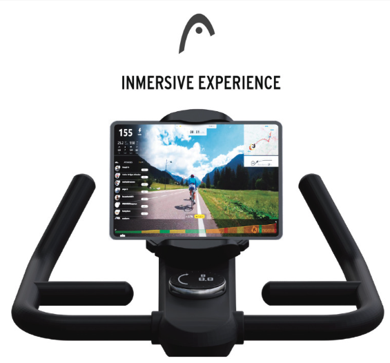 Bicicleta estática indoor HEAD, Pantalla LED, Compatible Kinomap, Zwift, 32 niveles, Negro (Ref: 5059/HDFT02) - Imagen 5
