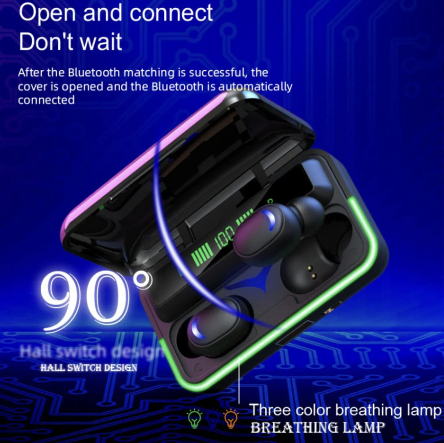 Auriculares Bluetooth 5.3 Inalámbricos - HiFi Estéreo con Micrófono, Pantalla LED e IPX7 a Prueba de Agua (Ref: 5057/100006) - Imagen 6