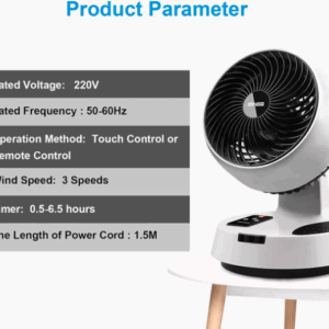 Ventilador Turbo Silencioso de Mesa con Circulación de Aire 3D - Temporizador, Mando a Distancia y Oscilación (Ref: 5057/100080)