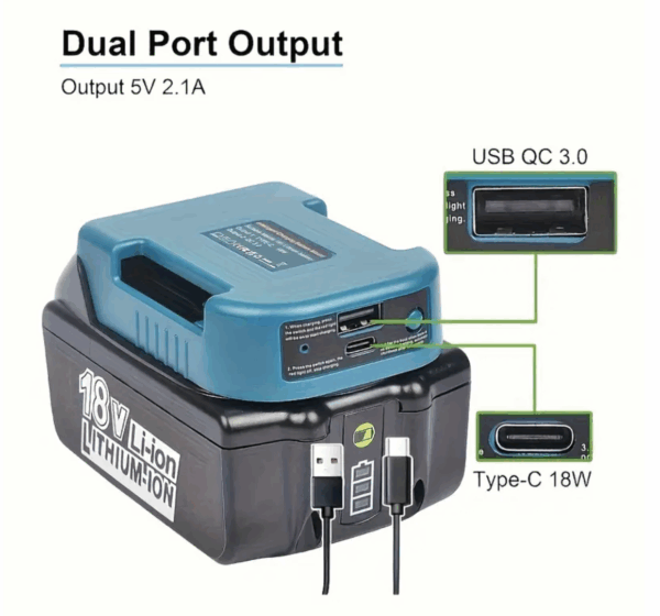 ADAPTADOR BATERIA USB PARA MAKITA (Ref: 1994/USBAT3)
