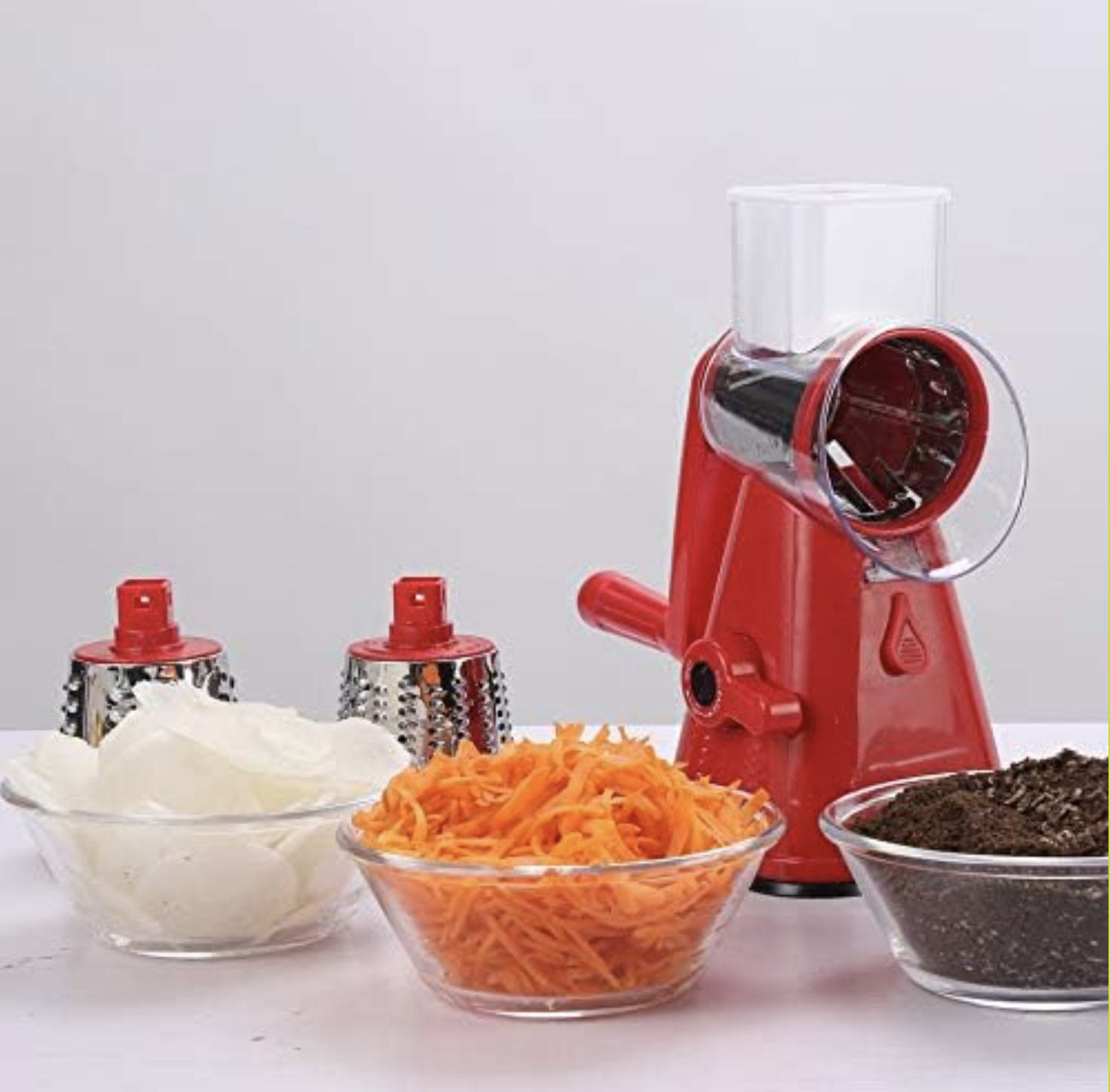 Rallador de Queso Rotativo con 3 Cuchillas de Acero Inoxidable - Cortador Redondo Multifuncional para Verduras y Frutos (Ref: 5057/100054) - Imagen 7