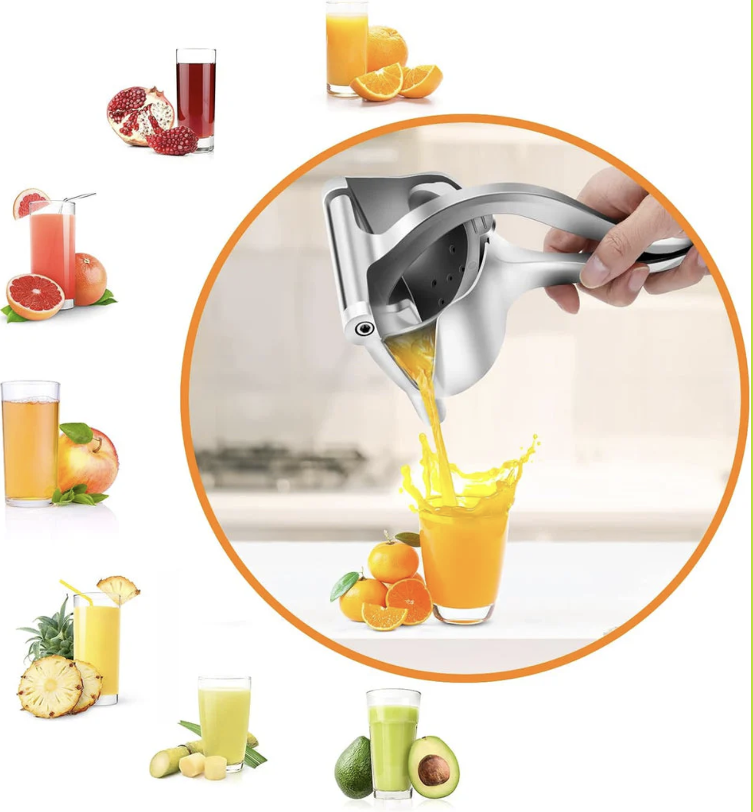 Exprimidor Manual de Frutas en Acero Inoxidable - Exprimidor de Limón y Naranja con Filtro Desmontable (Ref: 5057/100022) - Imagen 3