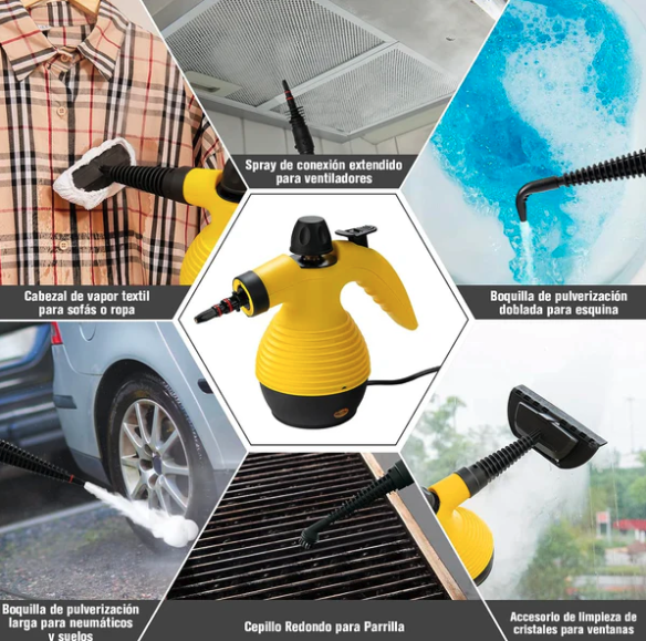 Vaporeta de Limpieza de Mano Portátil Multiusos - Con 9 Accesorios para Todo Tipo de Superficies (Ref: 5057/100077) - Imagen 8