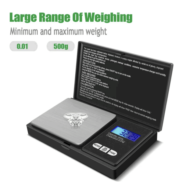 Báscula Digital de Precisión 500g x 0.01g – Compacta, Portátil y Multifunción (Ref: 5057/100100) - Imagen 8