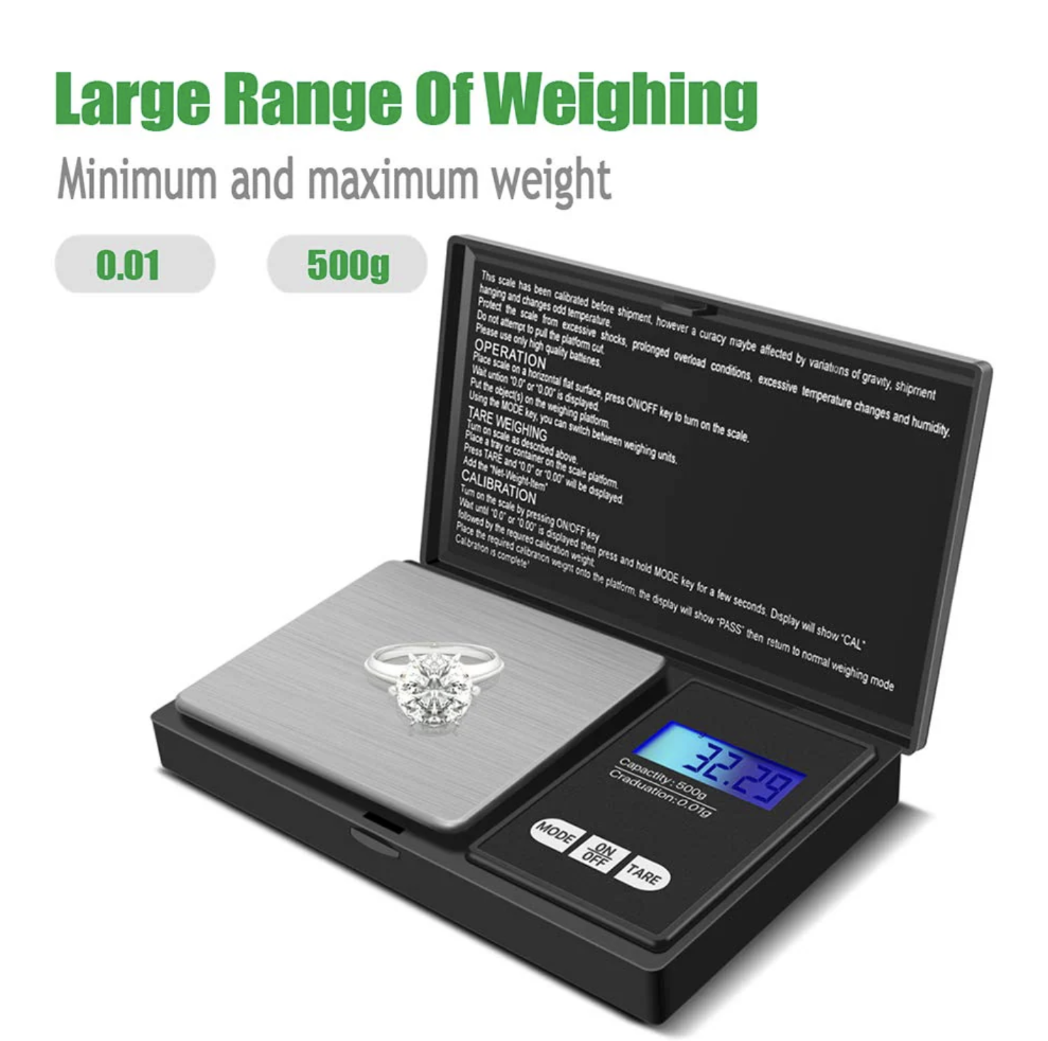 Báscula Digital de Precisión 500g x 0.01g – Compacta, Portátil y Multifunción (Ref: 5057/100100) - Imagen 8