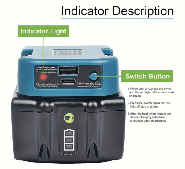 ADAPTADOR BATERIA USB PARA MAKITA (Ref: 1994/USBAT3) - Imagen 2