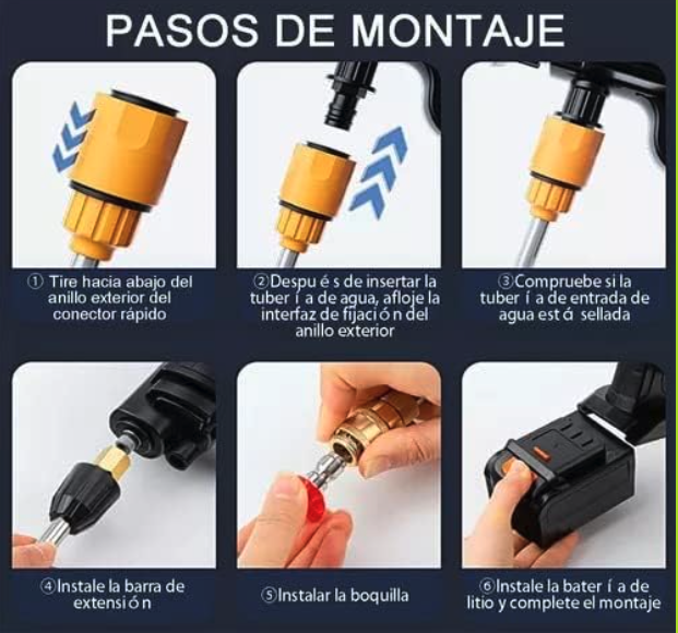Pistola de Lavado de Alta Presión Inalámbrica - Hidrolavadora Portátil para Coches, Pisos y Jardines Ref: 5057/100051) - Imagen 9