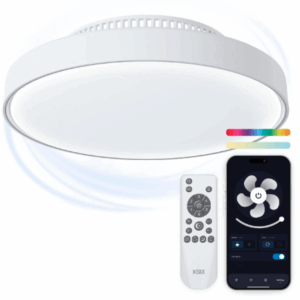 Luz de techo con ventilador sin aspas Mistral, App Tuya, Ø43,6 cm, 6 velocidades, Luces RGBIC+CCT, 4.000 lm compatible con Google Home y Alexa  y Wifi (Ref: 5059/BXVENT02)