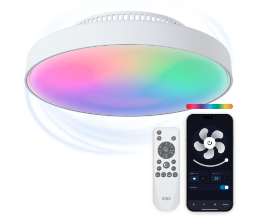 Luz de techo con ventilador sin aspas Mistral, App Tuya, Ø43,6 cm, 6 velocidades, Luces RGBIC+CCT, 4.000 lm compatible con Google Home y Alexa  y Wifi (Ref: 5059/BXVENT02) - Imagen 3