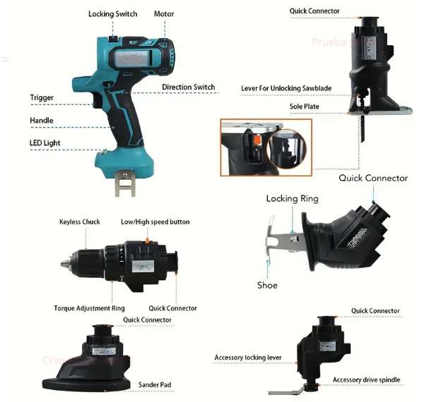 TALADRO MULTIFUNCIÓN (5 EN 1) (Ref: 1994/MULTITAL5-1) - Imagen 6