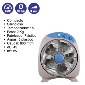 Ventilador suelo/sobremesa   45 w silencioso D 30 cm  3 velocidades ( Ref: 841/MTO1466  )