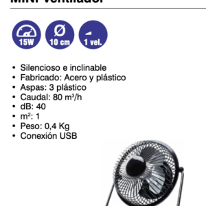 Ventilador MINI de sobremesa   15w  D10  cm   1 vel ( Ref: 841/MTO1467  )
