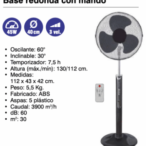 Ventilador  de pie  45w  D40  cm  3 vel ( Ref: 841/MTO1444  )