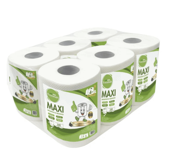Paquete de 6 rollos de toallas de papel de celulosa biodegradables de 4 capas sin perfume ( Ref: 9007/HG-ETP300 )