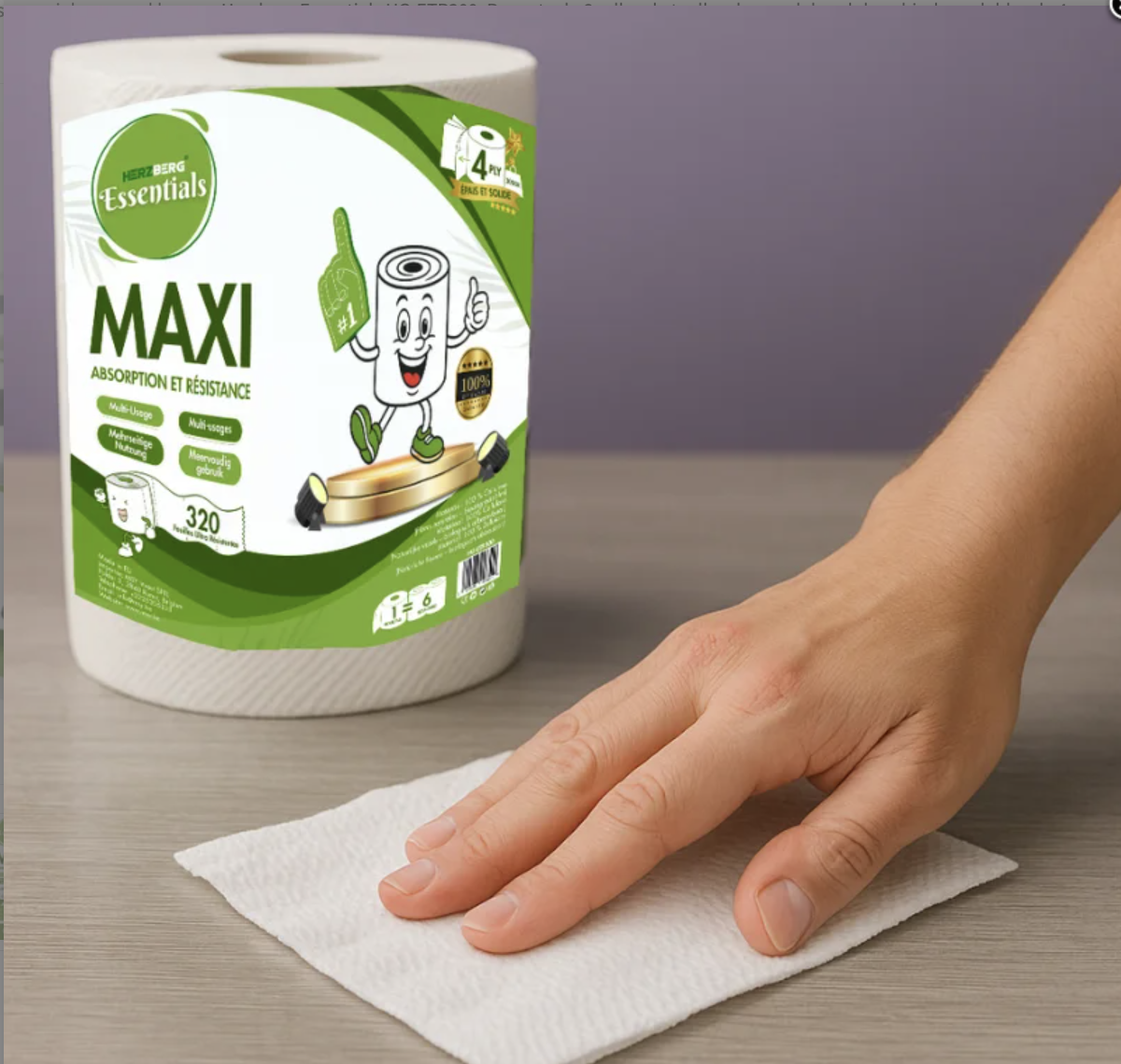Paquete de 6 rollos de toallas de papel de celulosa biodegradables de 4 capas sin perfume ( Ref: 9007/HG-ETP300 ) - Imagen 4