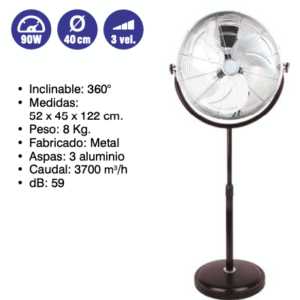 Ventilador - Circulador   90 w  D40  cm  3 vel ( Ref: 841/MTO1488  )