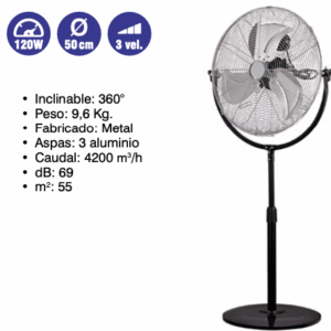 Ventilador - Circulador de aire   120 w  D50  cm  3 vel ( Ref: 841/MTO1487  )